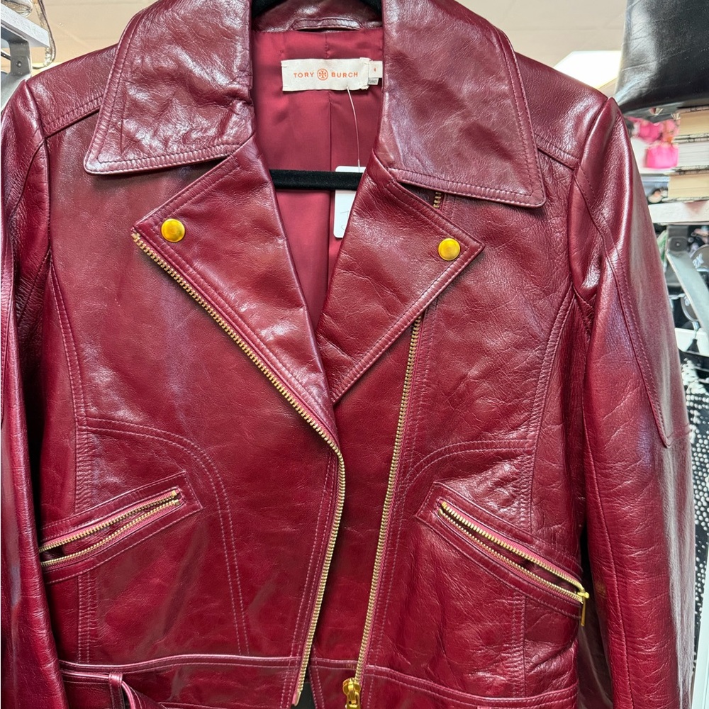 Tory Burch Women's Deep Red Leather Jacket